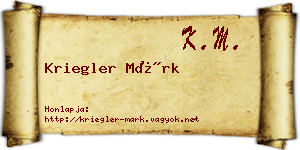 Kriegler Márk névjegykártya