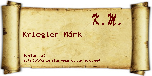 Kriegler Márk névjegykártya